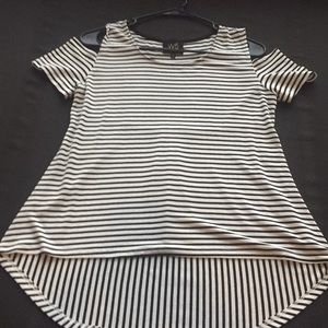 W5 no shoulder top!! Ivory and black stripes!